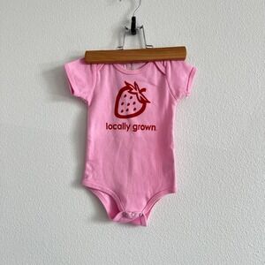 NWT Made in the USA Locally Grown Pink Strawberry Bodysuit 3-6 Month Soft Earthy